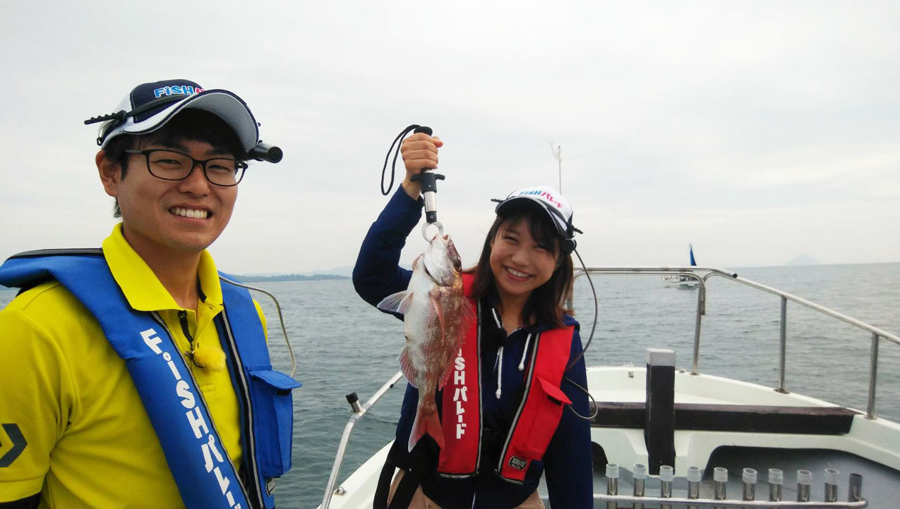 山陽放送の釣り番組取材で  坂本君と新しく入った矢野さんとの撮影